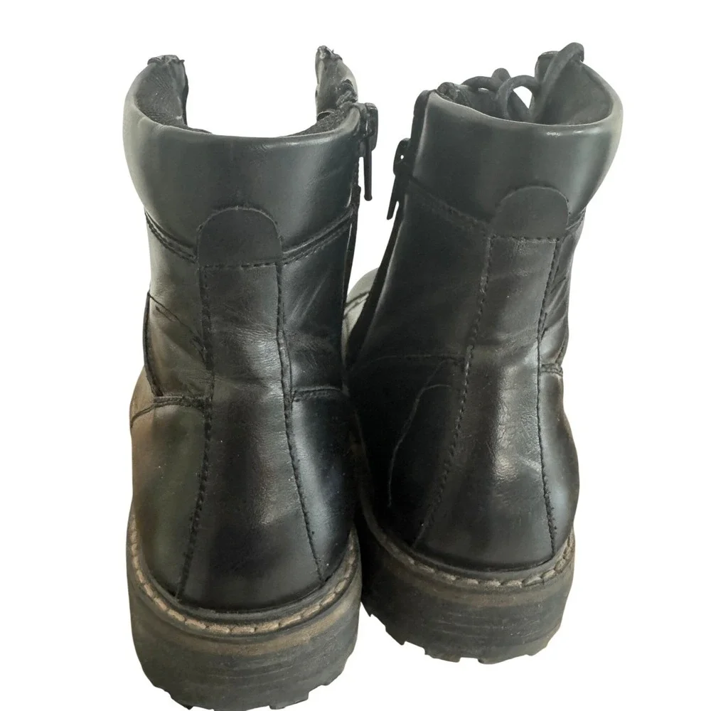 Public Opinion Mens Black Cap Toe Combat Boots Side Zip Lug Sole 8.5M